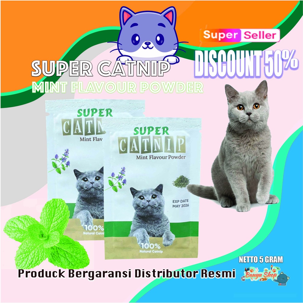 MINT POWDER SUPER CATNIP-CEMILAN KUCING-MAKANAN KUCING-GIGITAN KUCING