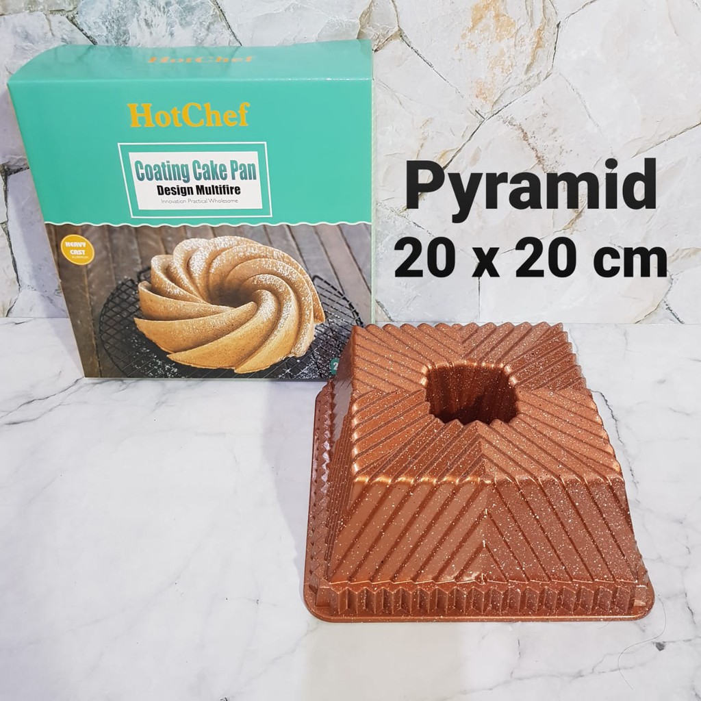 loyang kue HOTCHEF coating bundt tulban cake pan 20cm anti lengket rose gold non stick PYRAMID