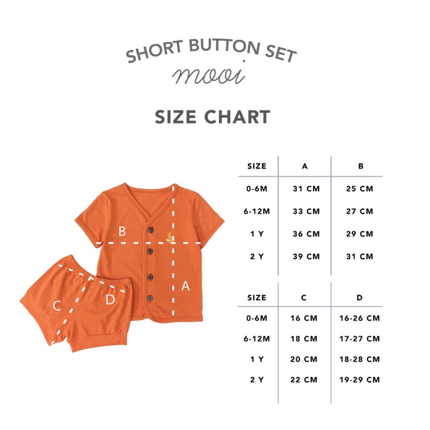 Mooi Short Button Set 0M - 2Y Setelan Piyama Pendek Bordir Anak CBKS