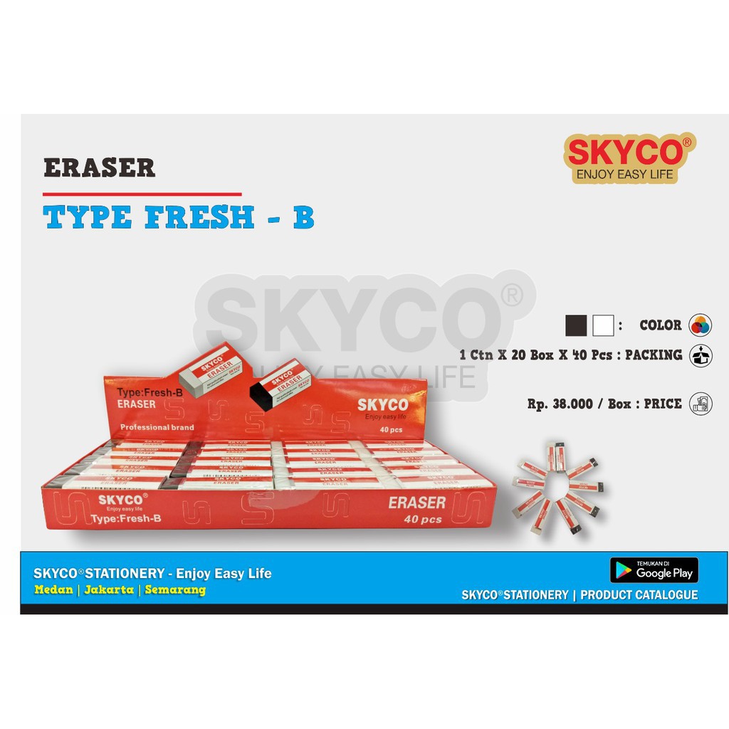 

SKYCO Eraser/Penghapus " Fresh B " ( per Box = 40Pcs )