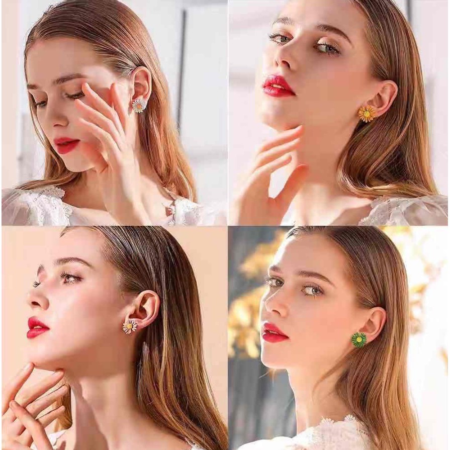 Anting Bunga Daisy Sterling Silver S925 Gaya Korea Fashion Women Flower Earring Korean Style