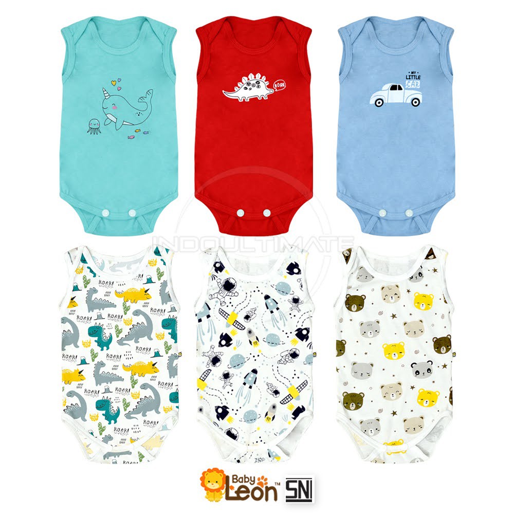 1pc Jumper Bayi Lengan Kutung COTTON BABY LEON Jumpsuit Anak Bayi Balita BodySuit Baju Bayi BC-024SK-1