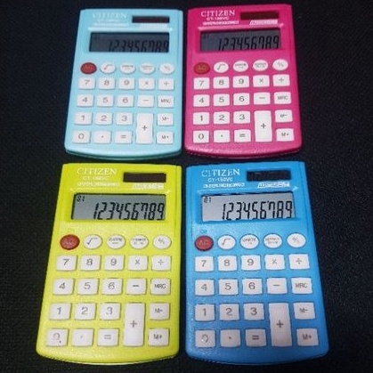 Kalkulator CITIZEN CT-150VC mini saku warna biru blue pink hijau green neon calculator 10 digit 120 steps check and correct