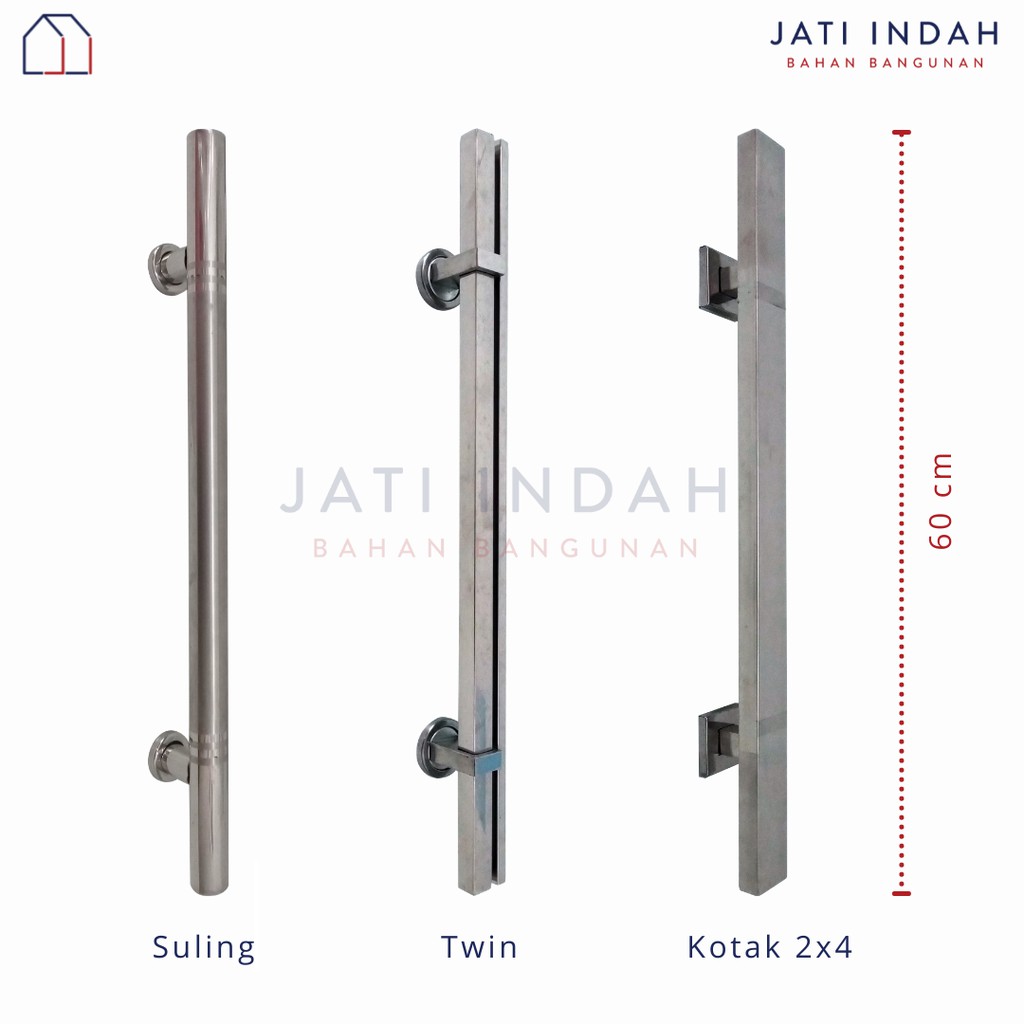 Pull Handle Pintu Chrome 60 cm Kupu Tarung | Gagang Tarikan Pintu Logam Jowo