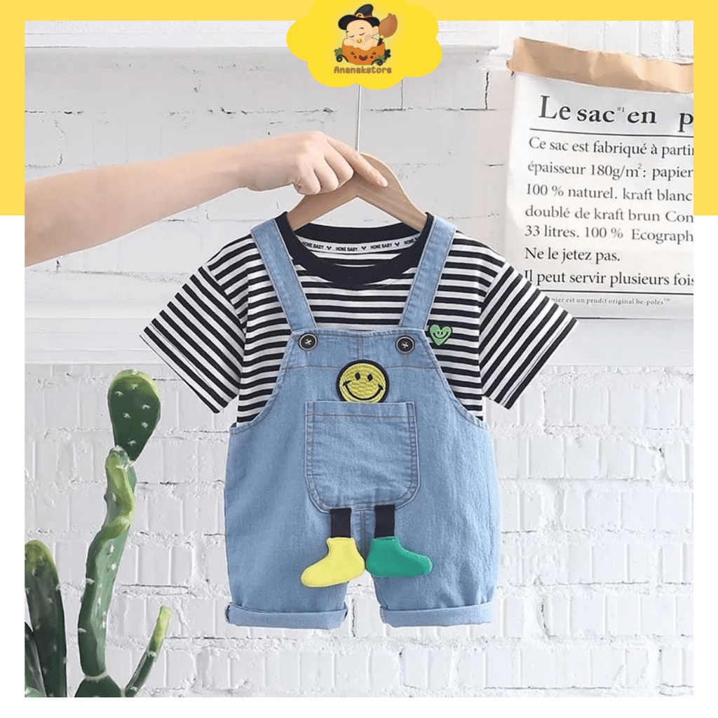 Setelan anak laki laki Motif KODOK baju overall anak SMILE