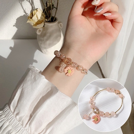 Gelang Keberuntungan Bandul Desain Bunga Aster Hias Opalmutiara Gaya Koreasimple Untuk Wanita