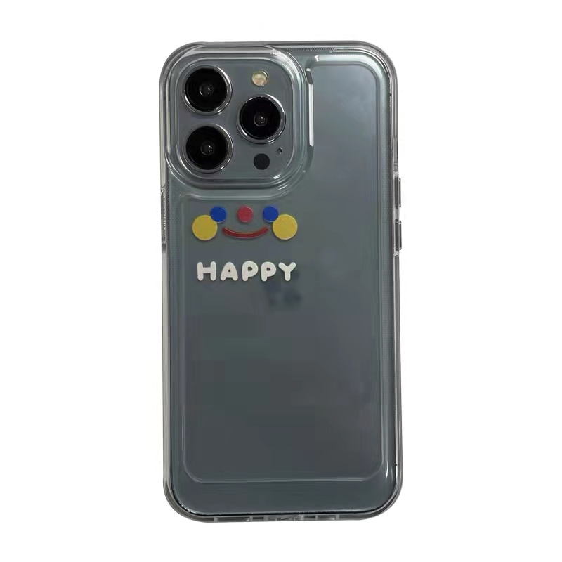 Case Bahan Akrilik Transparan Motif Wajah Tersenyum 13 Pro 13prm Untuk iPhone 11 7Plus 8Plus Xr XS 13 12 Pro Max