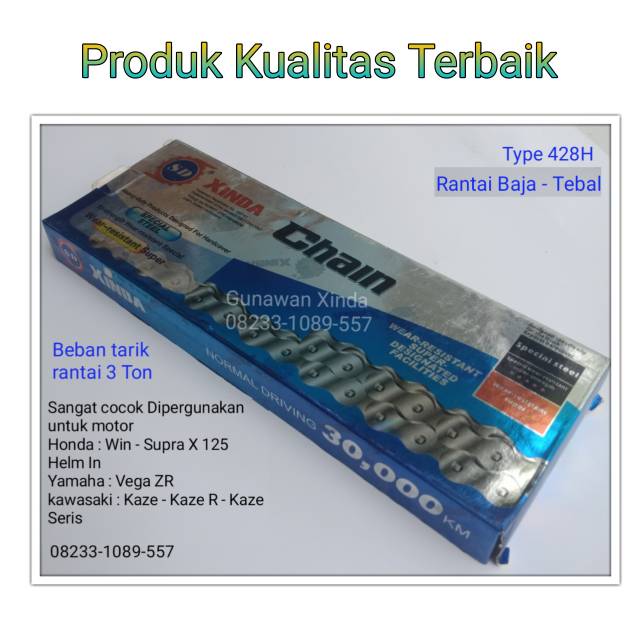 Rantai 428H 108L Rantai Baja Tebal 428 H 108 L Rantai motor honda yamaha kawasaki