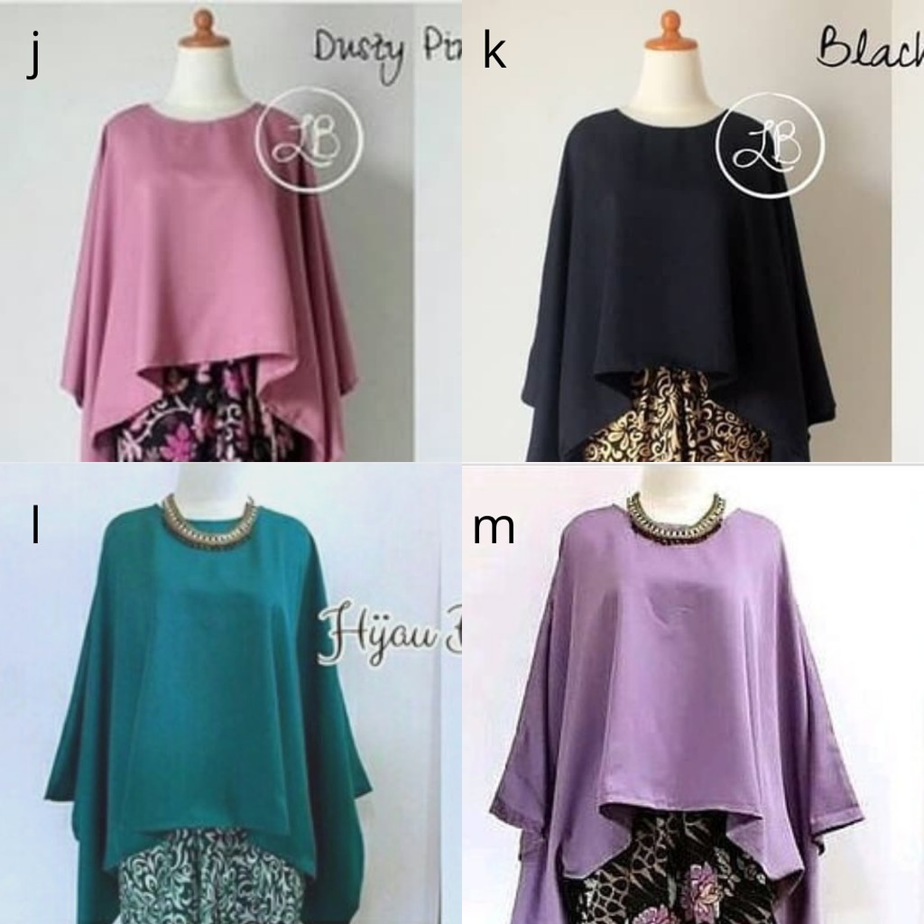 Atasan Kebaya Batwing / Atasan Kebaya Kalong All Size Aneka Warna