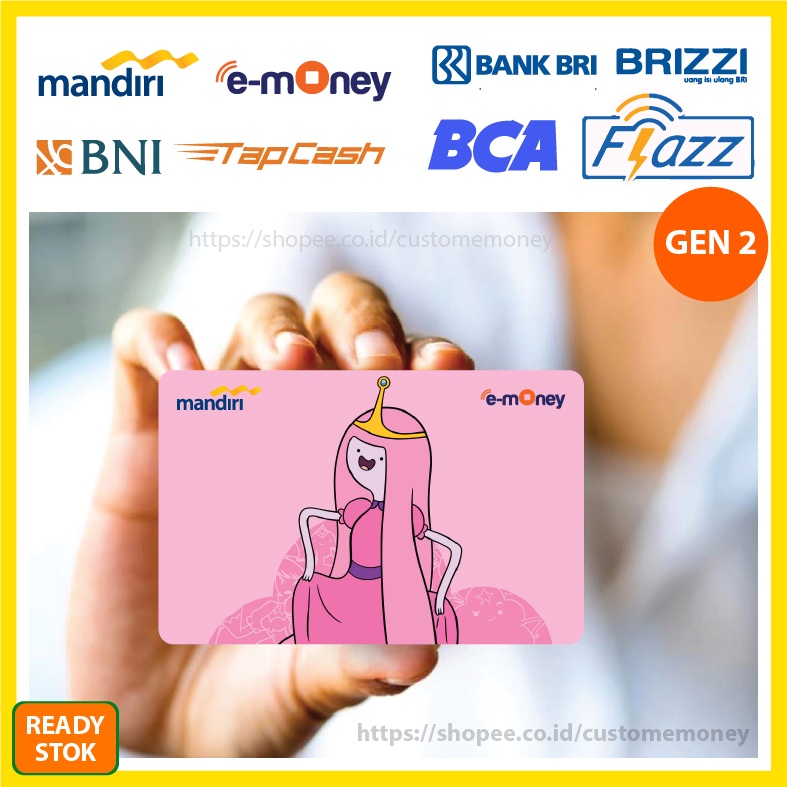 KARTU EMONEY ANIME KARTUN PUTRI BUBBLEGUM ADVENTURE TIME ETOLL E-MONEY MANDIRI FLAZZ BCA GEN 2 TAPCASH BRIZZI - 1 SISI