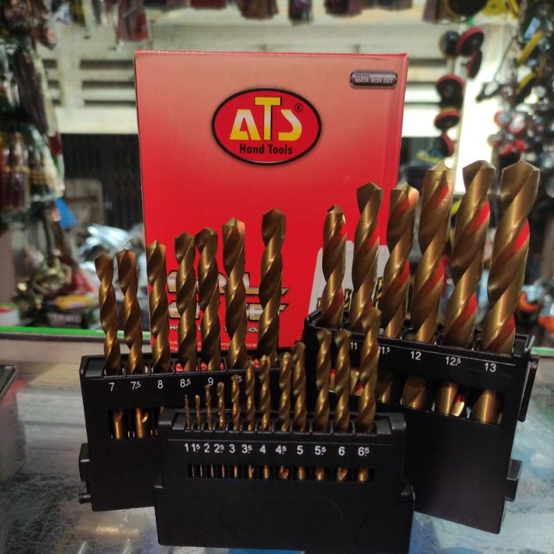 mata bor set besi kayu 25pc ATS (1.0mm-13mm)/mata bor besi kayu