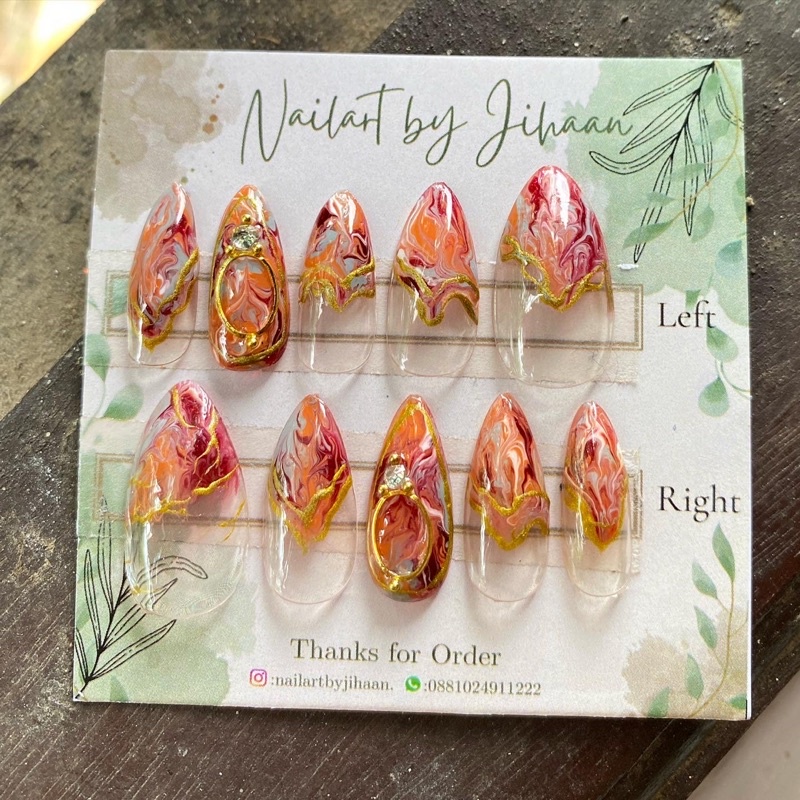 NAIL ART KUKU PALSU MARBLE gold