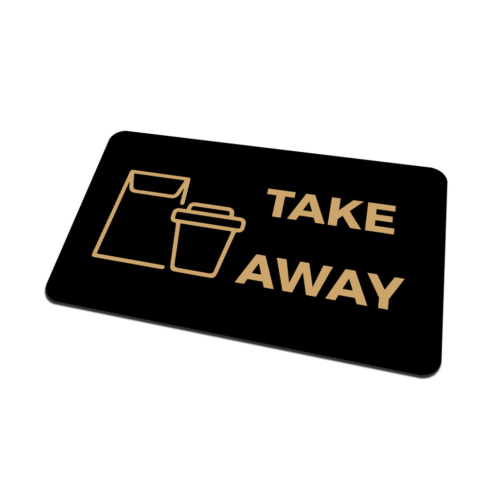 SIGN AKRILIK Cafe - TAKE AWAY EMAS/HITAM - Size 20x12cm