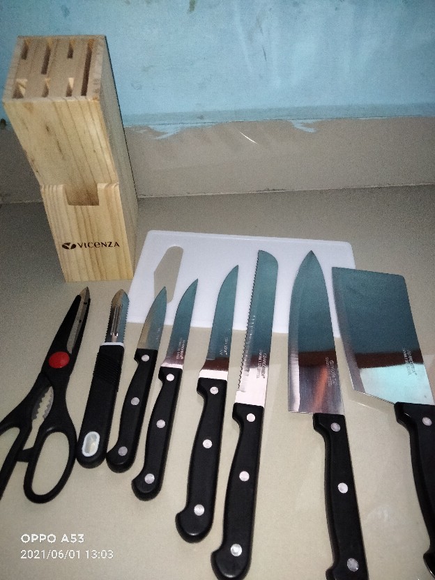 Vicenza Pisau Set - 10 Buah - Stainless Steel - Hitam