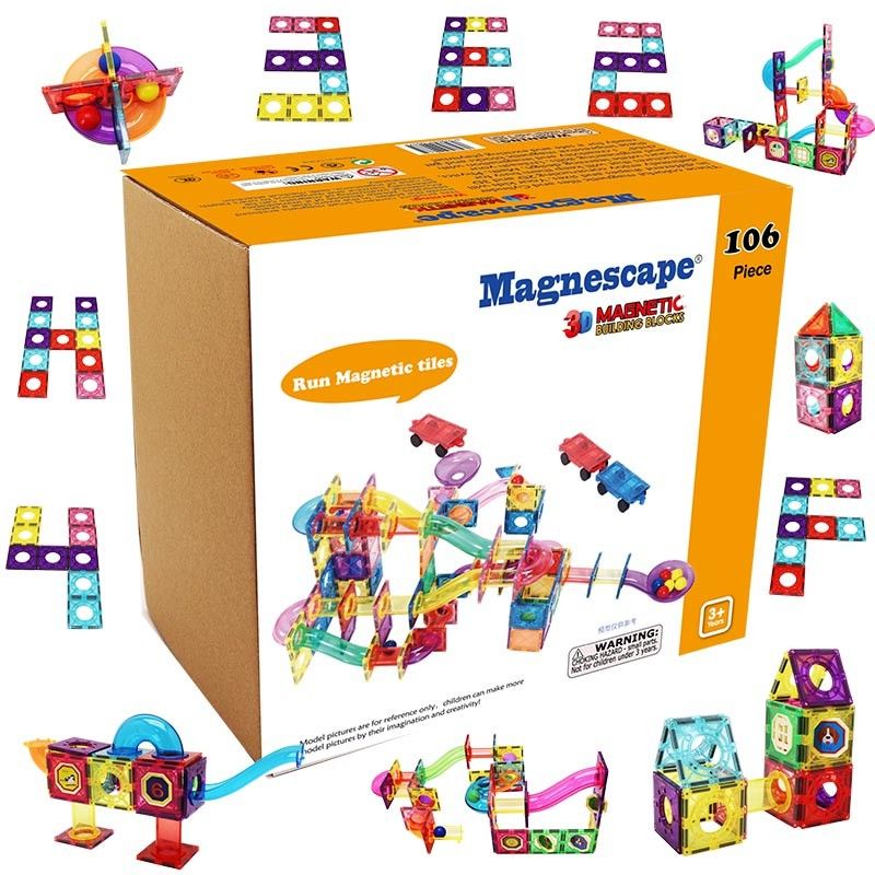 Magnescape magnetic tiles marble run 106pcs