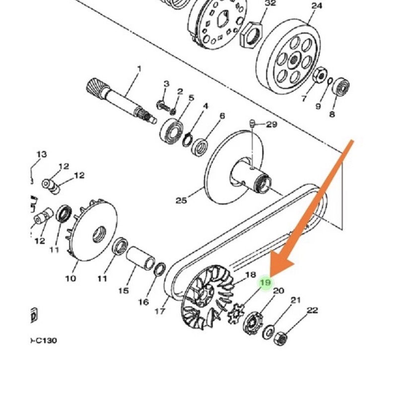 Ring Matahari Bintang Kipas Rumah Roler Roller Puly Puli Depan CVT Mio Sporty Smile Soul Fino Karbu Original Yamaha 90214-14002