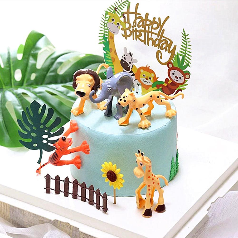 6pcs / Set Topper Kue Desain Hewan Hutan Zoon Untuk Dekorasi Pesta Ulang Tahun