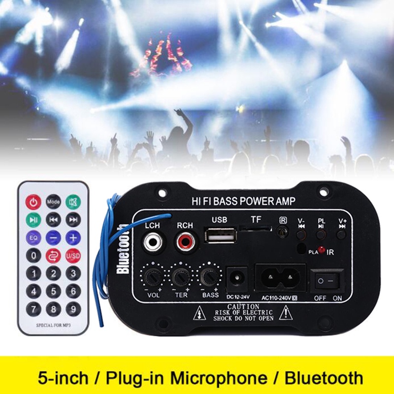 Auto Car Bluetooth HiFi Bass Power Stereo Digital Amplifier AMP USB TF + Remote