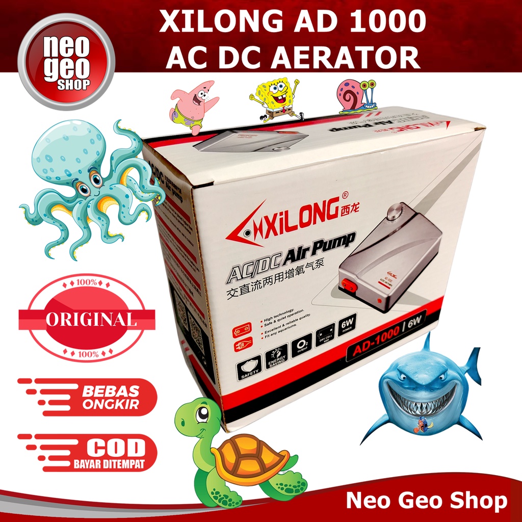 XILONG AD 1000 AD1000 AC DC Pompa Udara Air Pump Aerator Aquarium