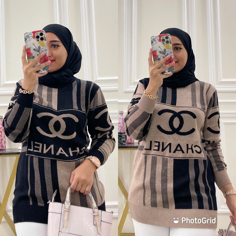 Chanel Rajut, BLOUSE RAJUT WANITA CANTIK FIT XXL LD 100-125 BAHAN RAJUT PREMIUM TERMURAH KEKINIAN OOTD