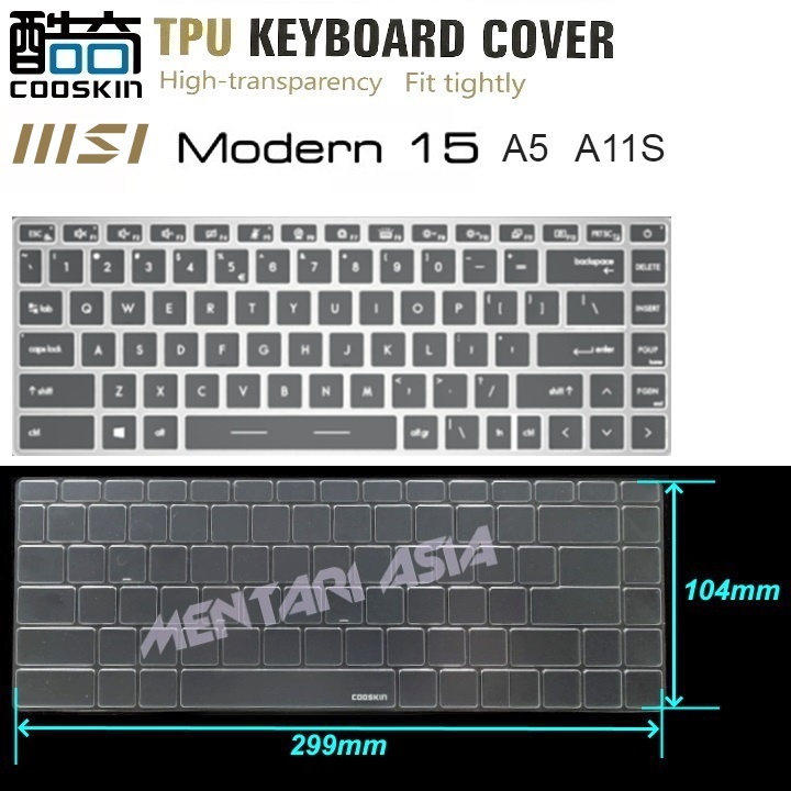 Keyboard Protector MSI Modern 15 A5M  A11S - COOSKIN Premium TPU CLEAR