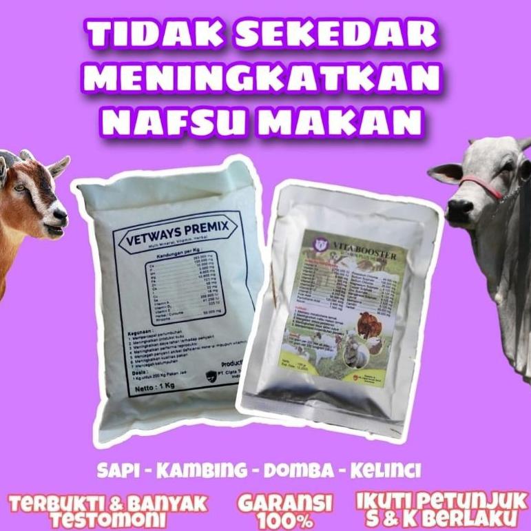 

[KODE PRODUK MQ90P6537] Vetways Premix + Vitabooster Paket vitamin penggemuk sapi kambing domba