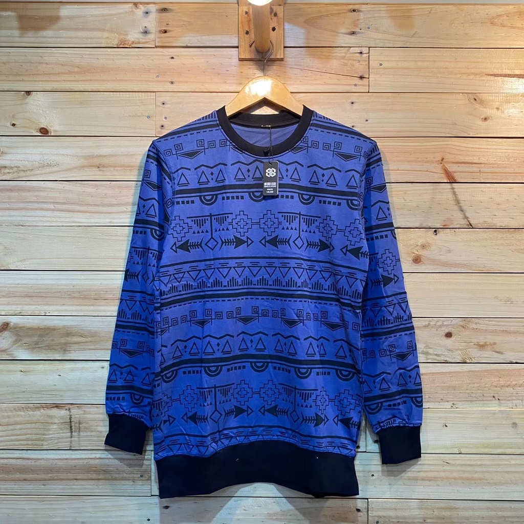 [COD] Sweater Pria Wanita Crewneck Distro Bandung-Blue tik