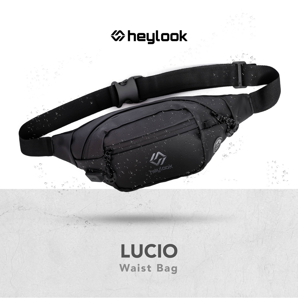 HEYLOOK Project - Waist Bag LUCIO Waterproof Tas Selempang Pria Slingbag USB Connector Anti Sobek Anti Maling Anti Air Sling Bag Cowok Distro Tas Pinggang Terbaru