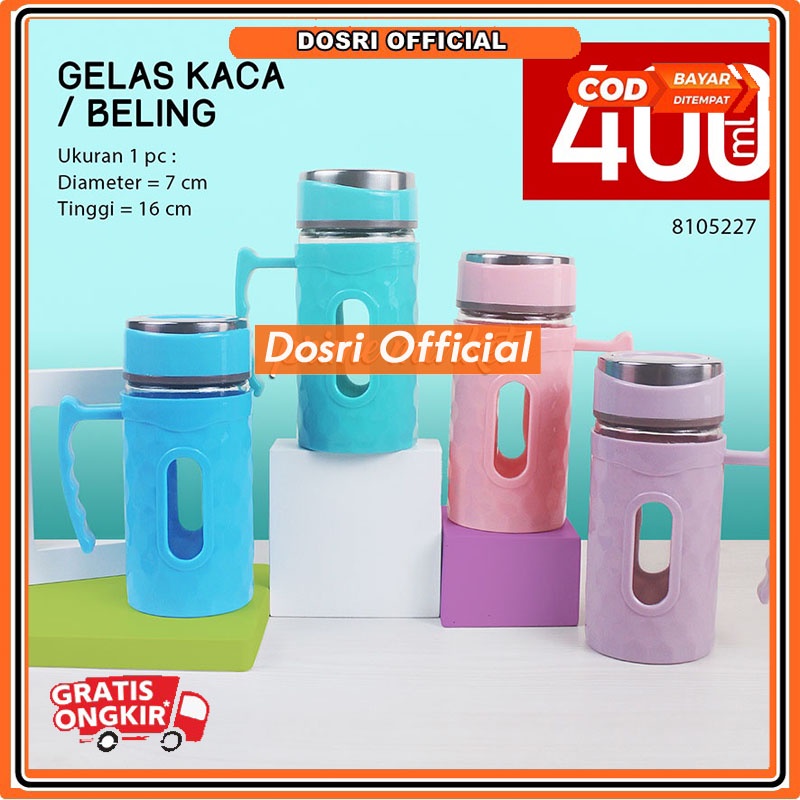 [READY STOK] 1 Pcs Gelas Kaca / Souvenir Kaca / Mug Kaca / Gelas Mug / Mug Kaca Tutup 400ml