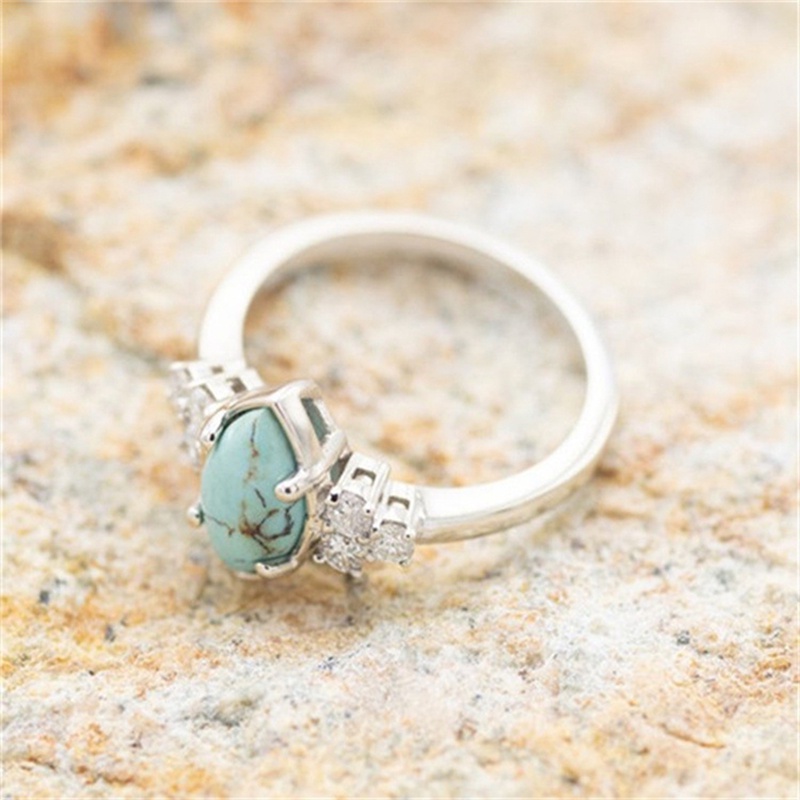 Set Cincin Berlian Turquoise Warna Emas Dan Silver Untuk Wanita