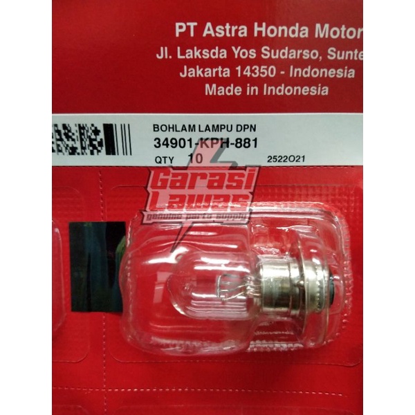 34901-KPH-881 Bohlam lampu depan 12v original AHM Honda Vario bola lampu depan 32watt ori Honda beat