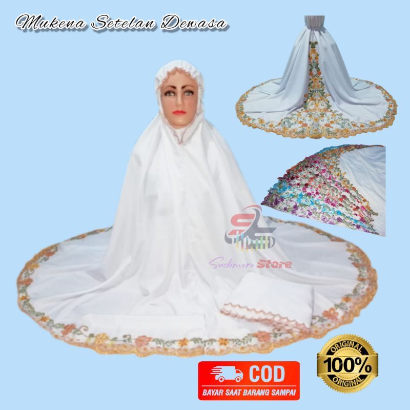 Mukena Bordir Kain Polino Super Ukuran Dewasa potongan Mukenah Bordir Putih Setelan murah jumbo