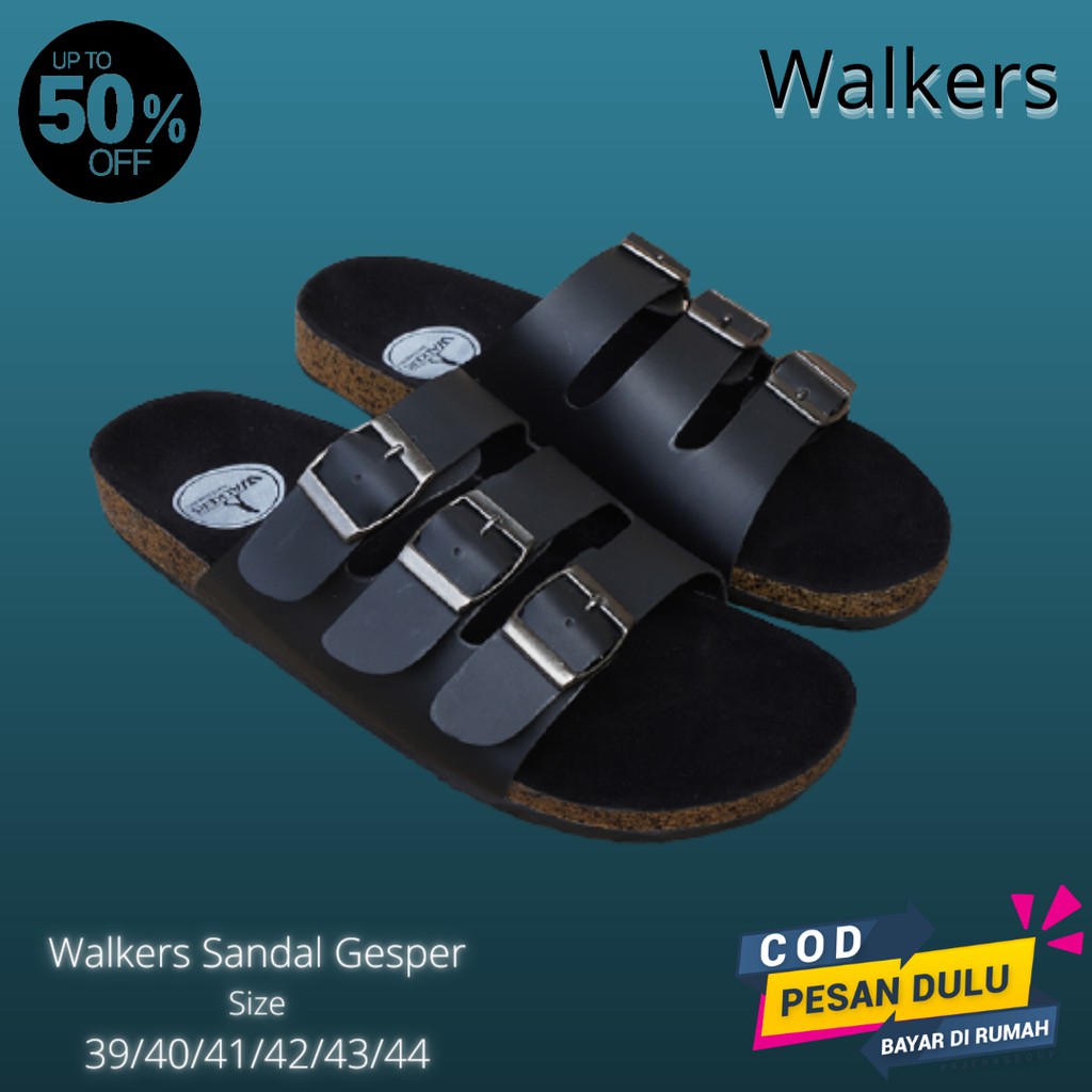 Sandal Casual Pria Walkers Gepser 3 Hitam Sendal Slide Puyuh Kasual Slop Santai Laki Laki Dewasa