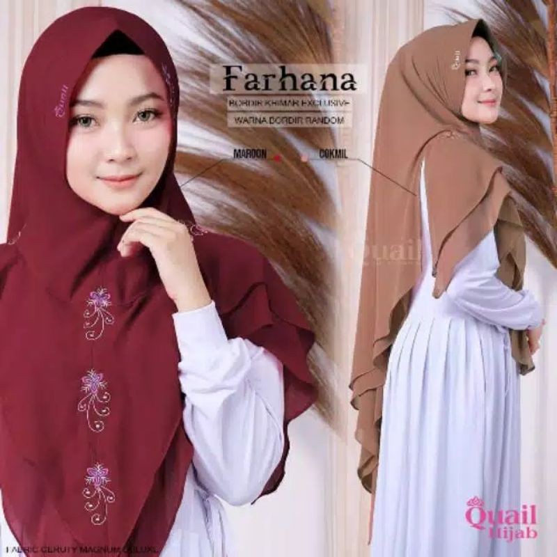 FARHANA ORIGINAL QUAIL HIJAB | KHIMAR QUAIL | KHIMAR BORDIR QUAIL