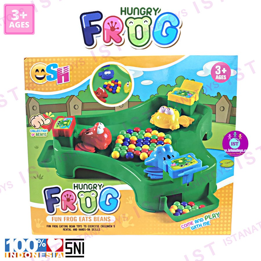 Mainan Edukasi Anak Hungry  Frog BEST SELLER  - Little Frog Eats Beans -Kodok Katak Makan Bola - Mainan Family Game