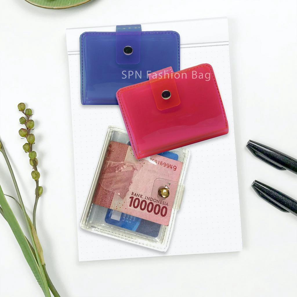 SPN  021 DOMPET TRANSPARAN MINI KANCING / DOMPET MINI / DOMPET KARTU DAN UANG TRANSPARAN