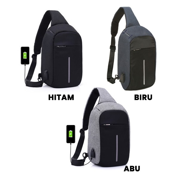 Adda Home - Tas Selempang Pria USB Anti Maling Waterproof UPGRADED