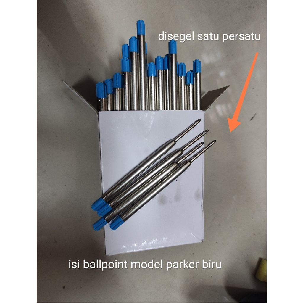 

isi ballpoint model cetrek besi hitam atau biru biasa satuan untuk parker