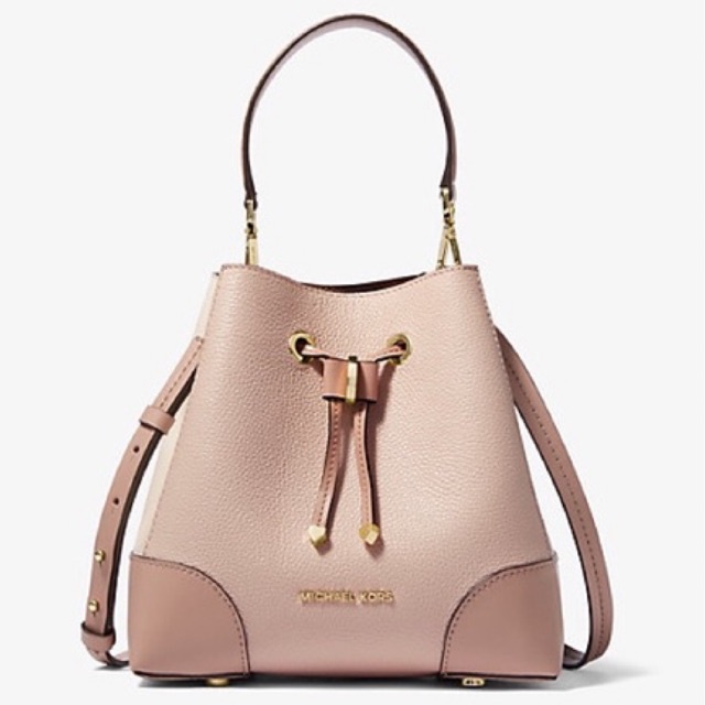 MICHAEL KORS MK Mercer Gallery Small Two-Tone Pebbled Leather Shoulder Bag soft pink multi