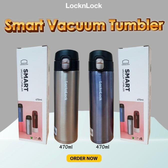 WADAH BEKAL SMART VACUUM TUMBLER LOCK N LOCK 470 ML100% ORIGINAL - RED 470ML STOK TERBATAS