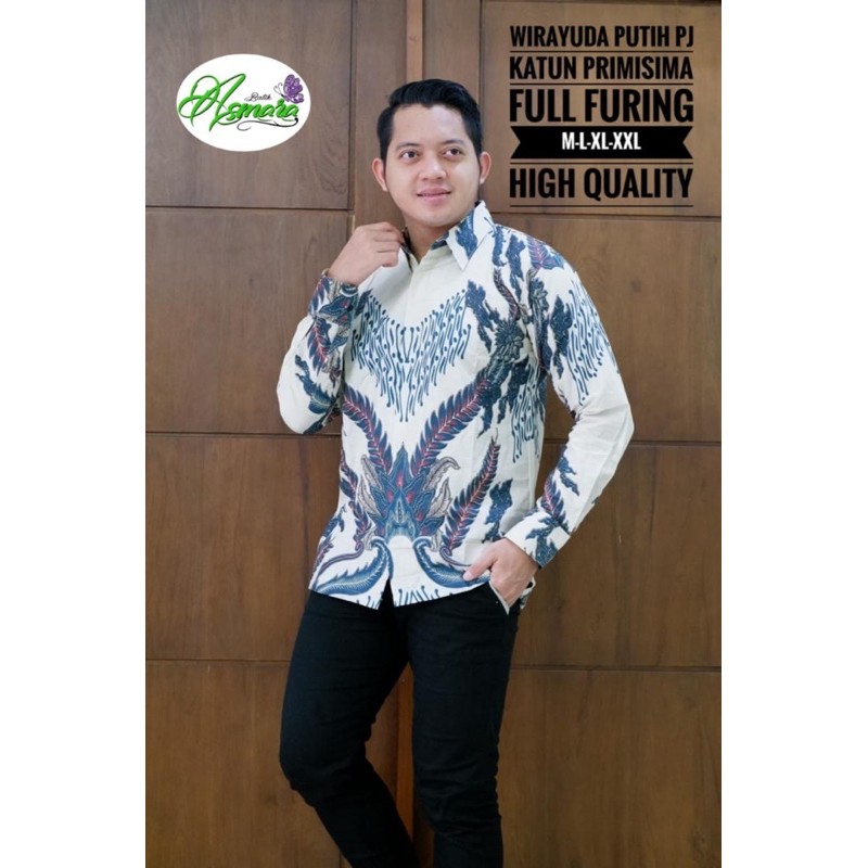 Batik Warna Putih WIRAYUDA Batik Full Furing Bahan Katun Halus Batik Premium Terbaru