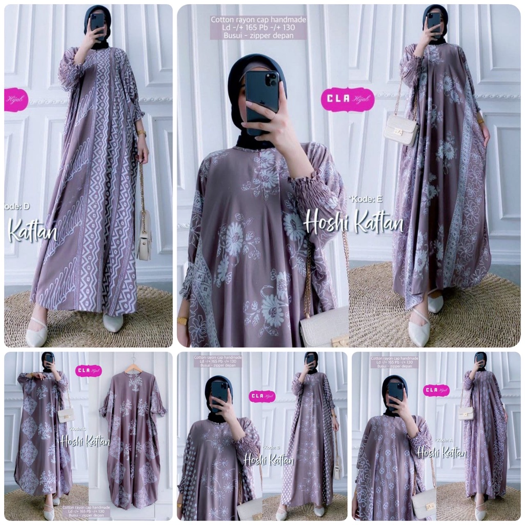 Metasha Kaftan Size Jumbo XXXXL Motif Cap Encim Warna Soft Busui Resleting Rayon Tebal / Kaftan Wanita Gamis Rayon