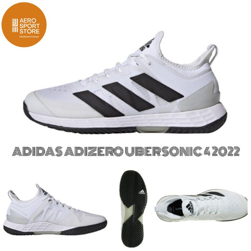 [ SEPATU TENIS LAPANGAN ADIDAS ADIZERO UBERSONIC 4 MEN 2022 - WHITE BLACK ORIGINAL ]