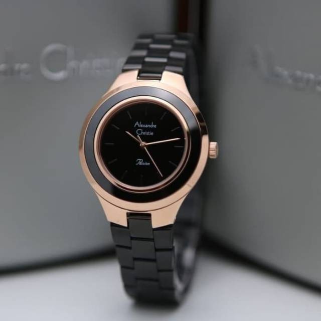 Jam Tangan Wanita Alexandre Christie black rose Original Garansi resmi ac 2821