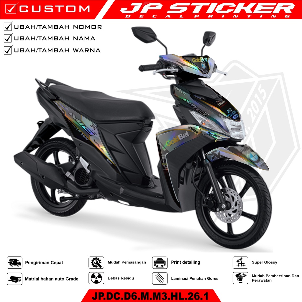 Decal Stiker Hologram Chrome Pelangi Mio M3 - Stiker Decal Yamaha Mio M3 Full body 026