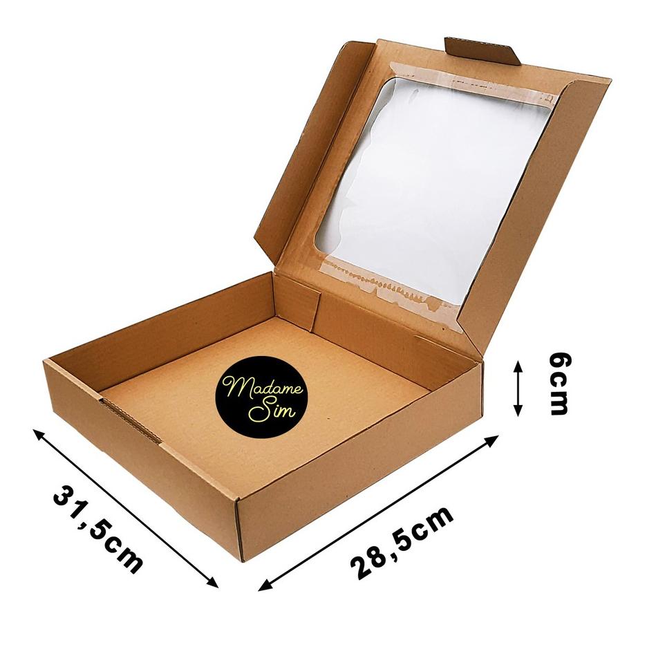 

☎ KOTAK PIZZA - GIFT BOX - DUS BROWNIES 31 x 28 x 6 CM - JENDELA (ISI : 10 PCS) ☺
