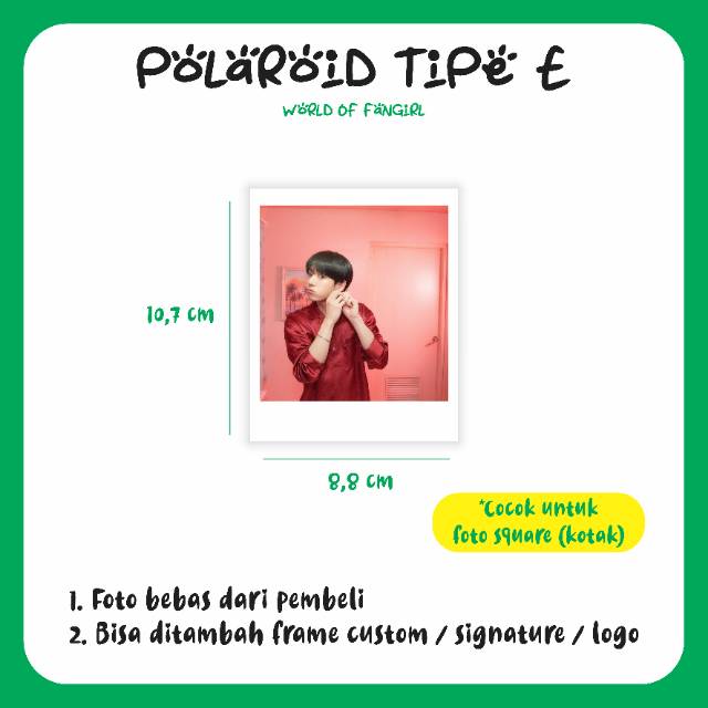 CETAK FOTO POLAROID TIPE E WATERPROOF