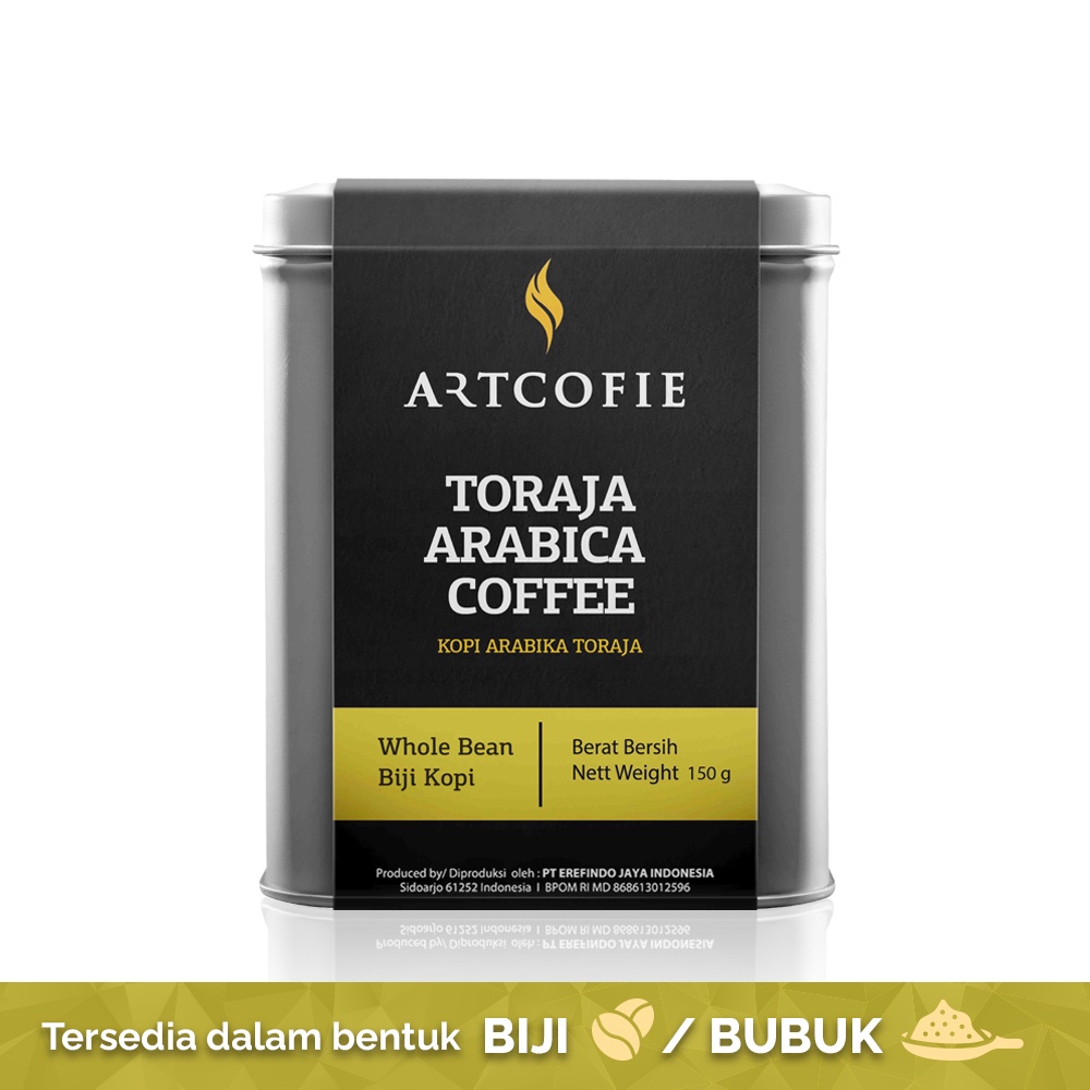 

Artcofie Kopi Toraja Arabica Tin Box Biji / Bubuk 150gr (bubuk/Biji)