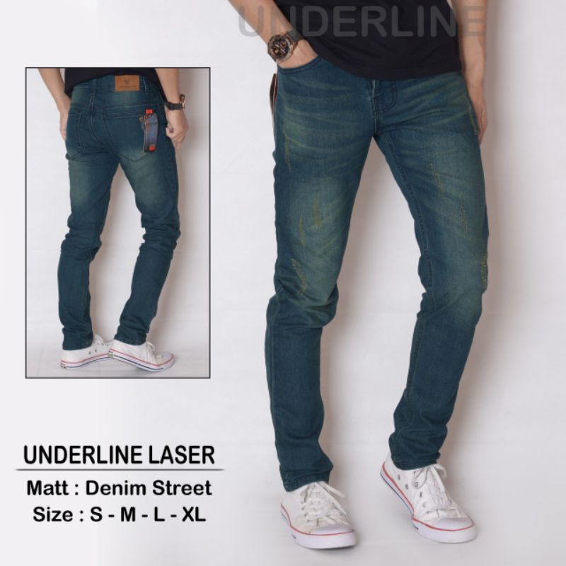 Celana Panjang Jeans Pria  Original Underline Model Laser Terbaik