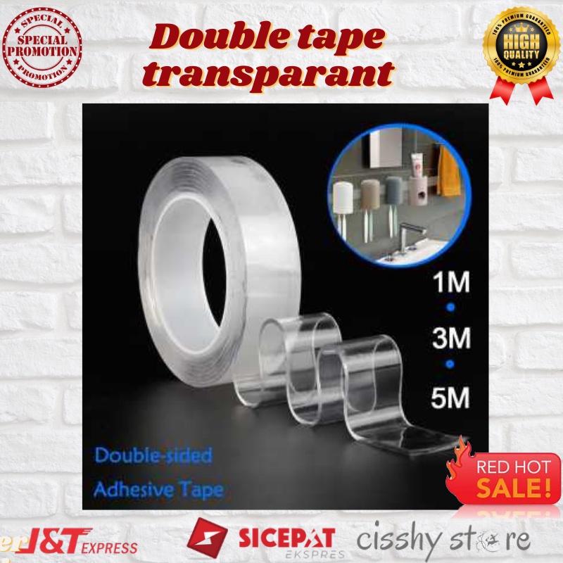 

Double Tape Transparan Selotip 2 Sisi Kuat Washable Removable Tanpa Bekas